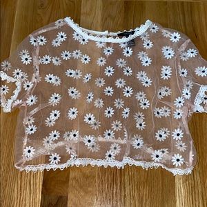 Forever 21 Sheer Flower Crop Top